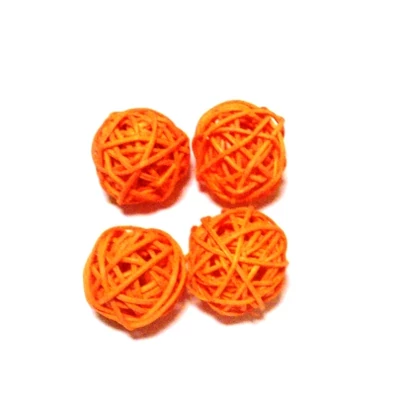 Rattan golyócska 3cm, 4db/csomag -  narancssárga