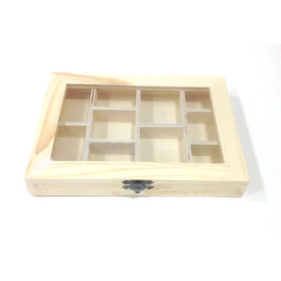 Fadoboz, 10 rekeszes átlátszó plexi tetővel, 20,5 x 15 x 3 cm Fadoboz, 10 rekeszes átlátszó plexi tetővel, 20,5 x 15 x 3 cm