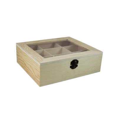 Gyöngyös fadoboz 9 rekeszes, üvegtetős Gyöngyös fadoboz 9 rekeszes, üvegtetős