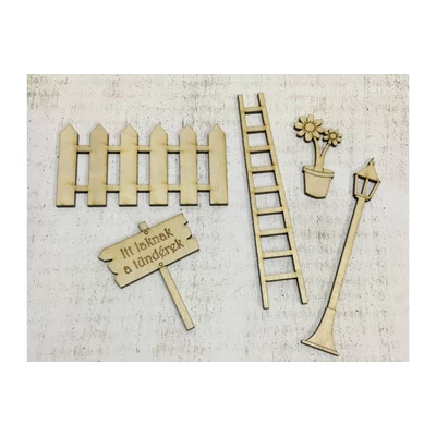 Natúr fa - Tündérkert kellékek 5db/csomag