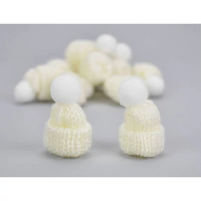 Mini kötött sapka, fehér 1db