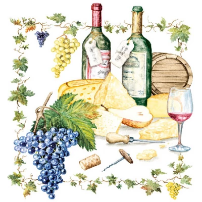 Szalvéta - Bor és sajt