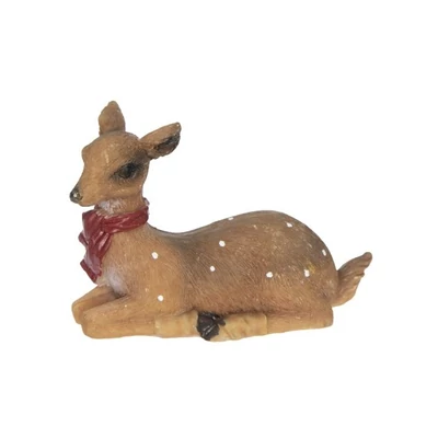 Őzike fekvő piros sálas