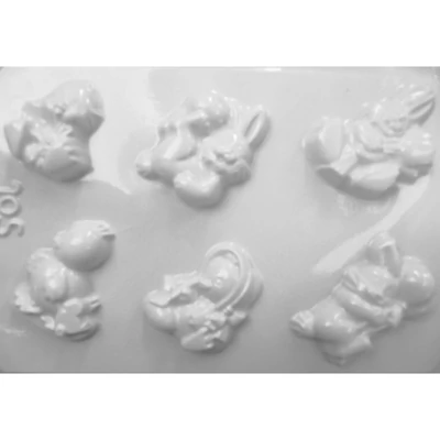 Gipszkiöntő - Húsvéti 6 motivumos, nyuszi, csirke 