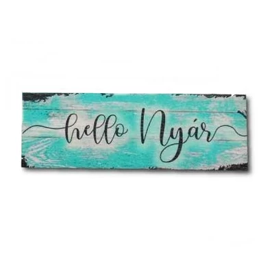 "Helló Nyár" felirat, türkiz deszka
