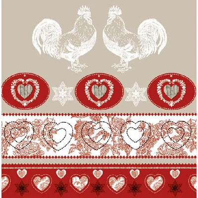 Szalvéta - Tyúk minták szivecskékkel