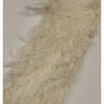 Szőrme szalag racka, fehér, 8 cm