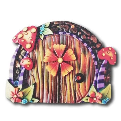 Narancssárga virágos-gombás ajtó