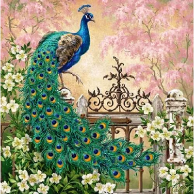 Szalvéta - Páva kerítésen