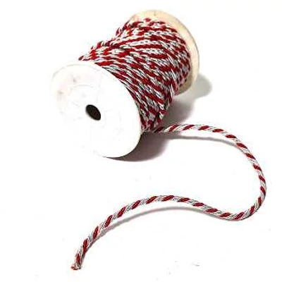 Sodrott zsinór 5 mm ezüst-piros - 1m Sodrott zsinór 5 mm ezüst-piros - 1m