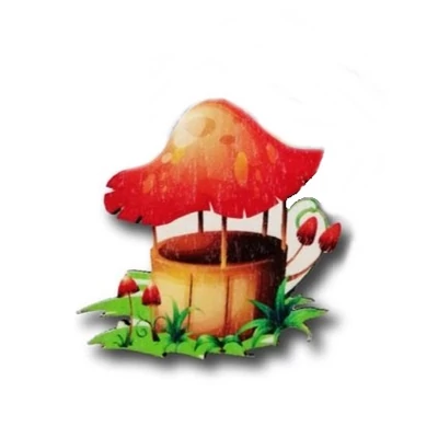 Színes gomba kút fafigura Színes gomba kút fafigura