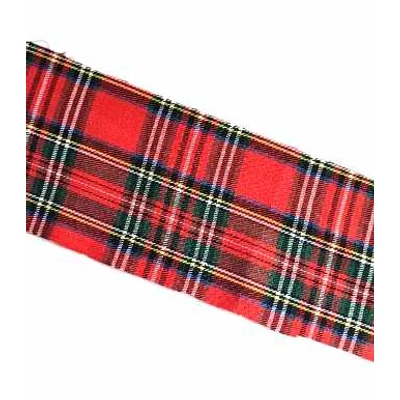 Norvég kockás textil anyag, 10cm széles, piros-arany Norvég kockás textil anyag, 10cm széles, piros-arany