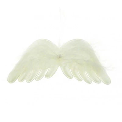 Angyalszárny akasztós, tollas, gyöngyös, fehér