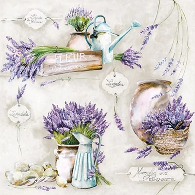 Szalvéta - Levendula dekorációk