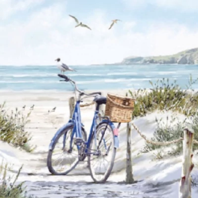 Koktél szalvéta - Tengerpart, bicikli