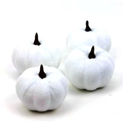 Tök dekoráció bársonyból fehér, 1 db