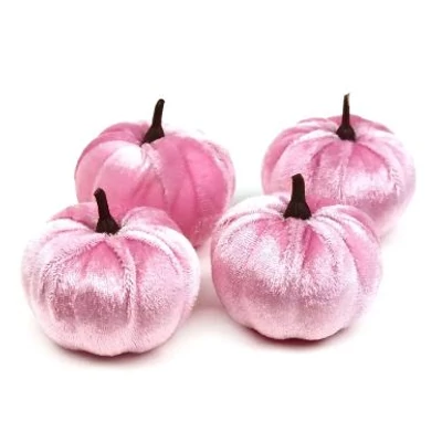 Tök dekoráció bársonyból rózsaszín, 1 db