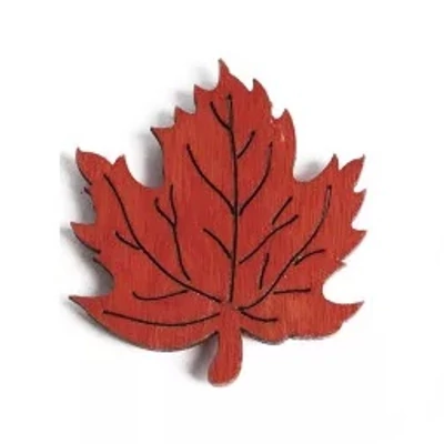 Fa dekor - Juharlevél, öntapis piros Fa dekor - Juharlevél, öntapis piros