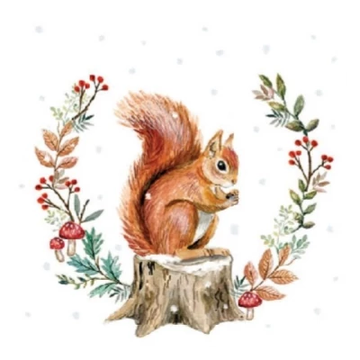 Szalvéta - Mókus fatönkön