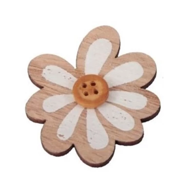 Fa virág gombbal, öntapadós 4 cm