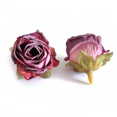 Vintage rózsafej, kicsi - hamvas lilás-bordó