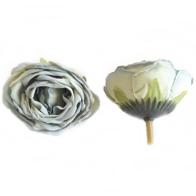 Vintage rózsafej, hamvas patina-kék