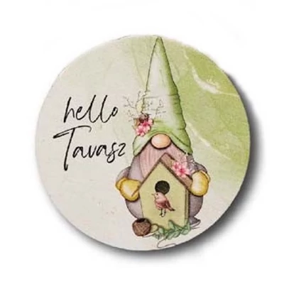 Helló Tavasz tábla - zöld manós