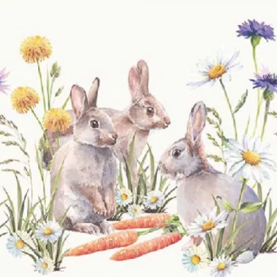 Koktél szalvéta - Répát majszoló nyuszik