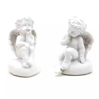 Angyalka fehér, kövön ülő - 1db