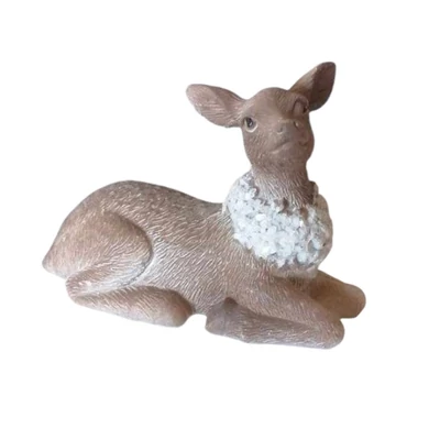 Őzike fekvő fehér sálas, glitteres