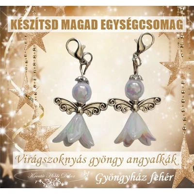 Készítsd magad egységcsomag - Gyöngy angyalkák virágszoknyában  - Gyöngyház fehér Készítsd magad egységcsomag - Gyöngy angyalkák virágszoknyában  - Gyöngyház fehér
