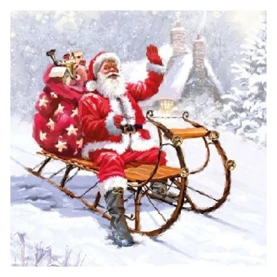 Koktél szalvéta - Télapó a szánkón