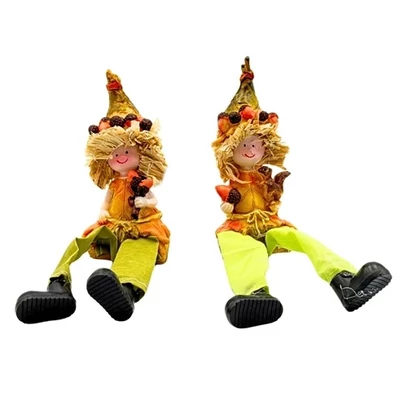 Szalmakalapos lógólábú őszi figura - 1db