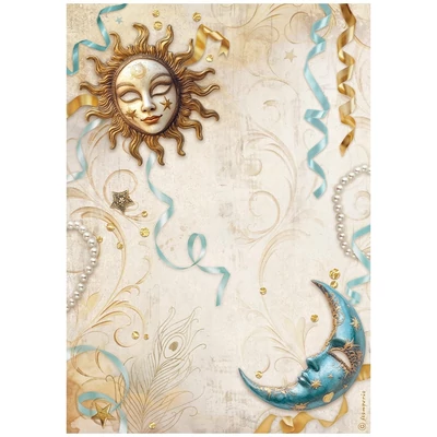 Rizspapír A4 - Masquerade moon and sun