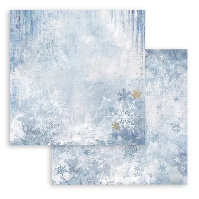 Kétoldalas scrapbook papír 30,5X30,5cm - Happiness dewdrops blue snowflakes