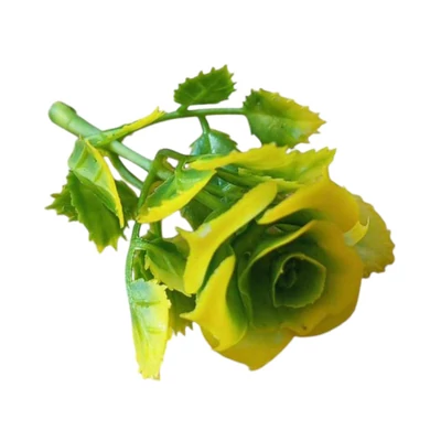 Műzöld - mini rózsafej levelekkel - sárga