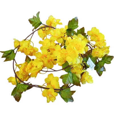 Virág girland - Barackvirág levéllel, sárga