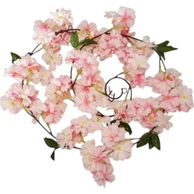 Virág girland - Barackvirág levéllel, rózsaszín