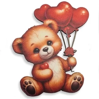 Nyomtatott dekorkarton - Maci szivecske lufikkal