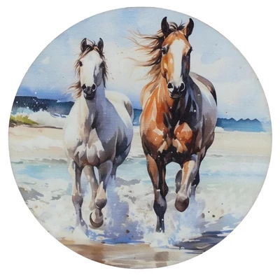  Nyomtatott fa tábla koszorú közép - Lovak hegyekben 11,8