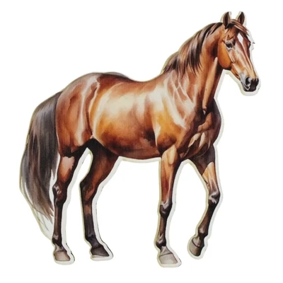 Nyomtatott dekorkarton - Ló 12cm - barna