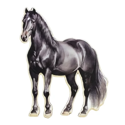 Nyomtatott dekorkarton - Ló 12cm - fekete