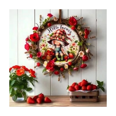  Nyomtatott dekorkarton -koszorú közép "Helló tavasz"