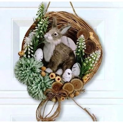 Készítsd magad dekor csomag  - Természetes hatású nyuszis kopogtató 25cm