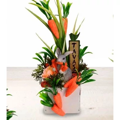 Készítsd magad egységcsomag  -Répát majszoló nyuszis asztaldísz 10x30cm