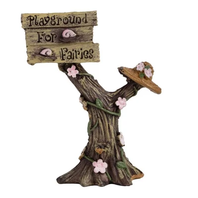 Tündérkert fatörzs táblával, kalappal, poly