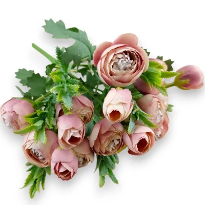 Boglárka csokor 5 szál selyem 28 cm - cirmos mályva Boglárka csokor 5 szál selyem 28 cm - cirmos mályva