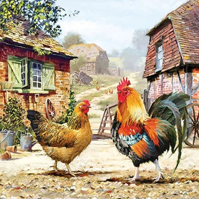 Szalvéta - Kakas és tyúk