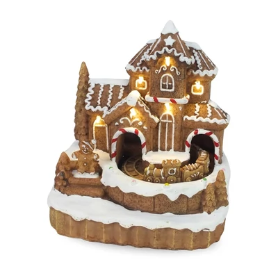  Világítós mézeskalács ház, vonattal