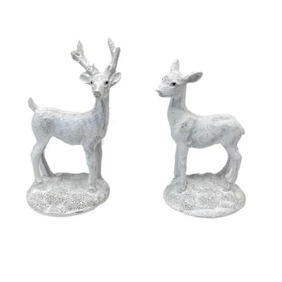 Fehér szarvas figura, poly - 1db